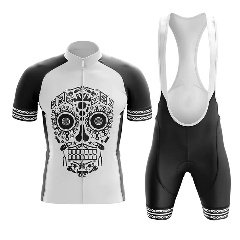 2022 Skull Pattern Cycling Jersey Men Summer MTB Race Cycling Clothing Short Sleeve Maillot Ciclismo Outdoor Riding Bike Uniform