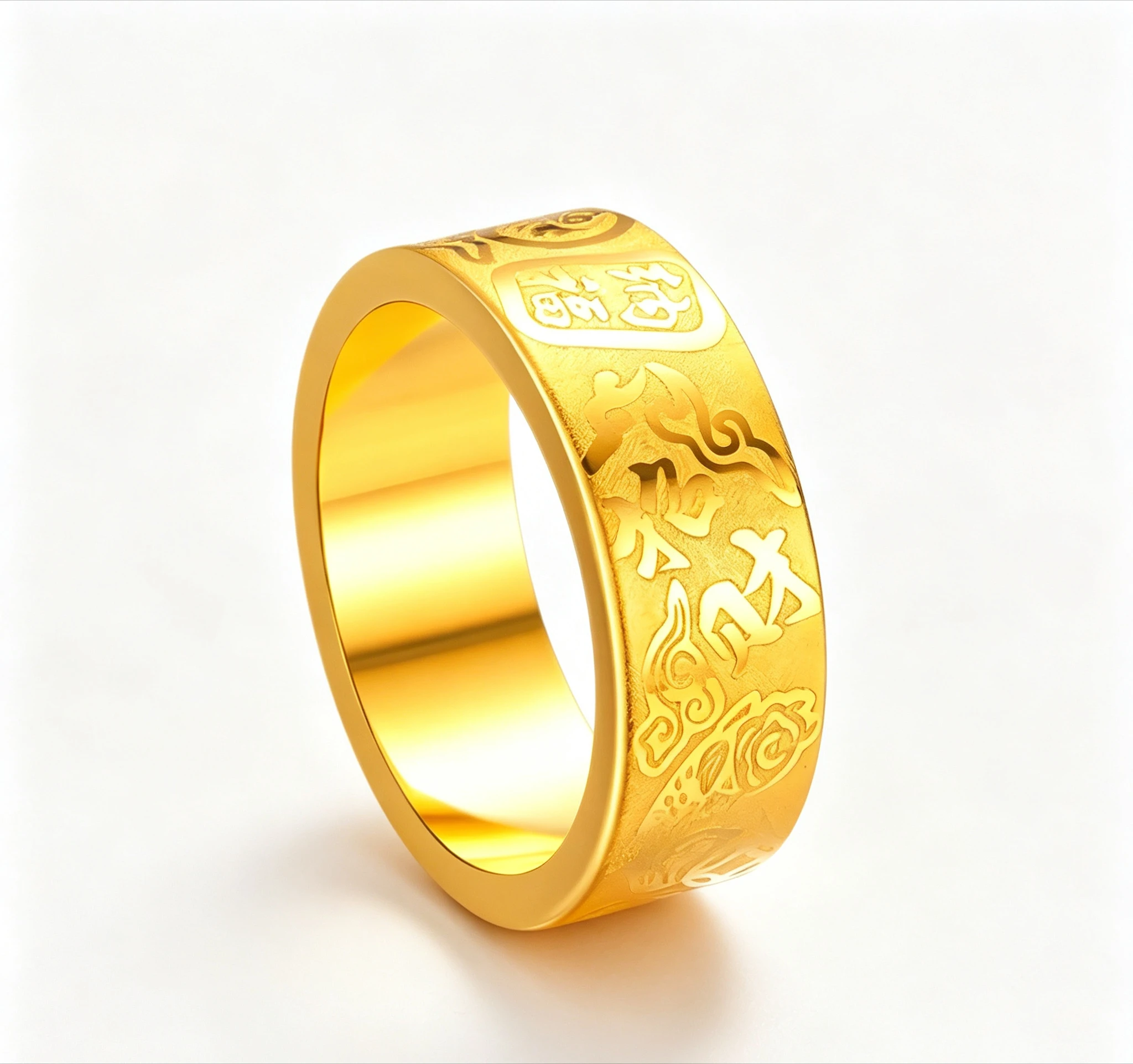 Ping An Joy, men's and women's style couple, high-end gold ring, high-end design, gold jewelry Giving gifts for friends