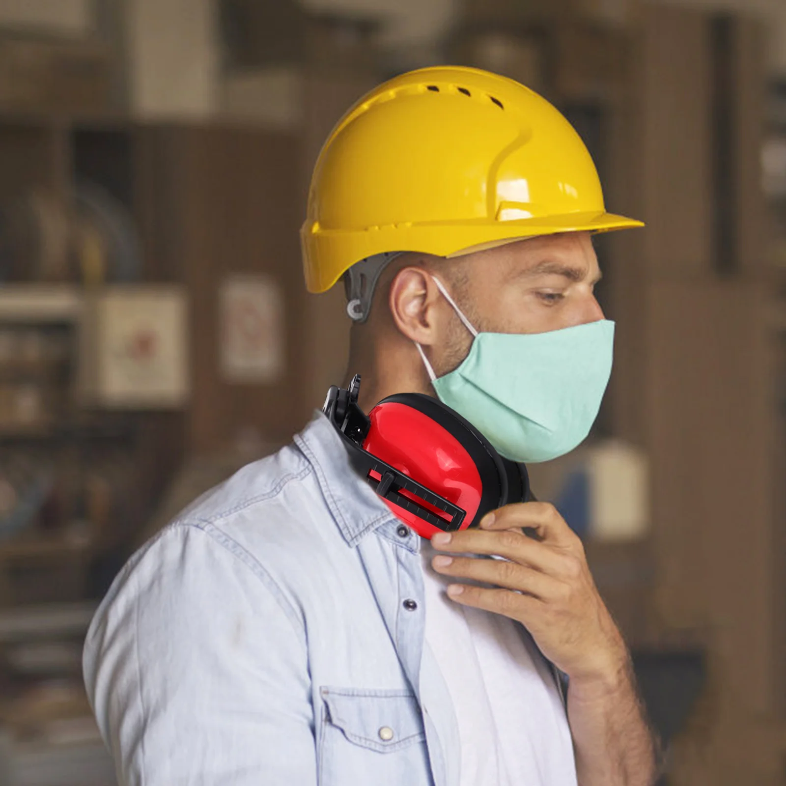 زوج واحد من واقيات الأذن الآمنة القابلة للتعديل وخاصية إلغاء الضوضاء فوق سماعات حماية الأذن وبناء حماية السمع الصناعية #2