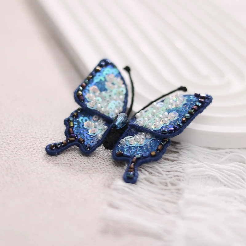 Sequins Lifelike Butterfly Hairpin/Brooch Bead Embroidery Handmade DIY Material Kit Exquisite Embroidery Butterfly Crafts