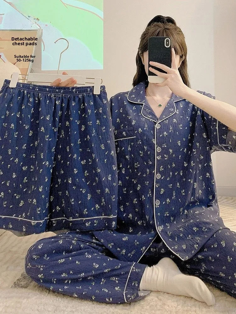 

2026 New plus Size Women's Spwear ort Sve Thin Home Clothes Set with Chest Pad Suitable for Outdoor Wear Summer Casua...