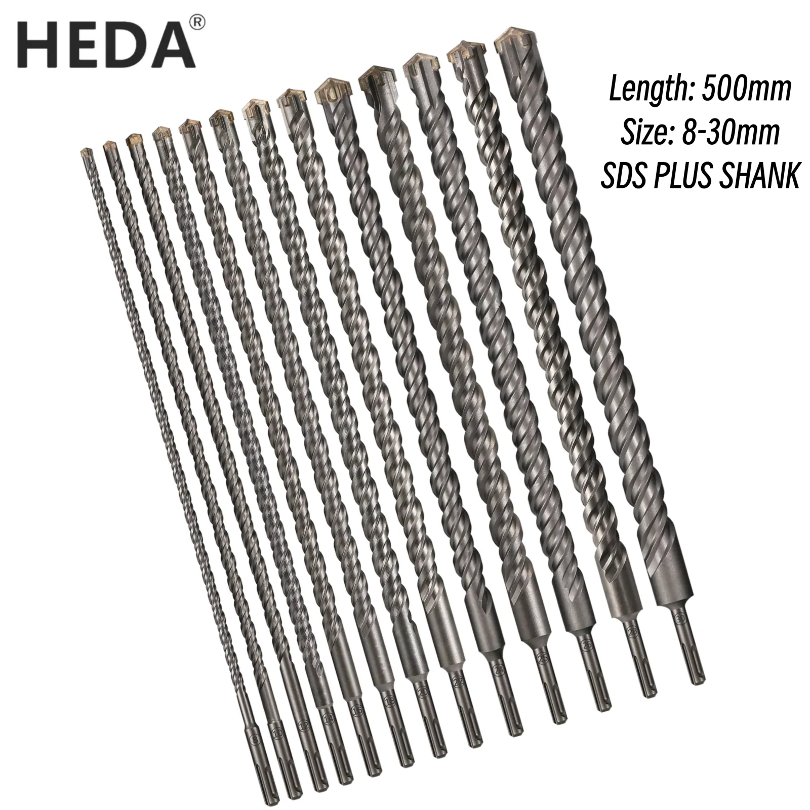 1Pc Concrete SDS Plus 8-30mm Bit Cross Cutter Head Double Auger Hammer 500mm Wall Brick Block Electric Hammer Masonry Bit