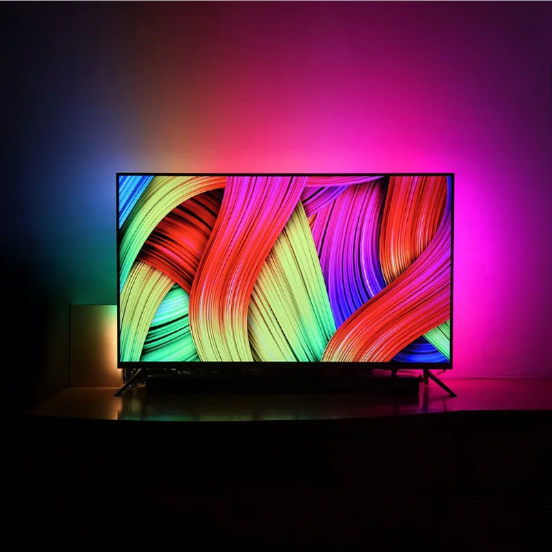 شريط إضاءة LED USB للكمبيوتر المكتبي ، RGB ، لون الأحلام ، مزامنة الموسيقى ، مجموعة التلفزيون ، إضاءة الخلفية ، شاشة الكمبيوتر ، WS2812B ، 1m ، 2m ، 3m ، 4 م ، 5 م