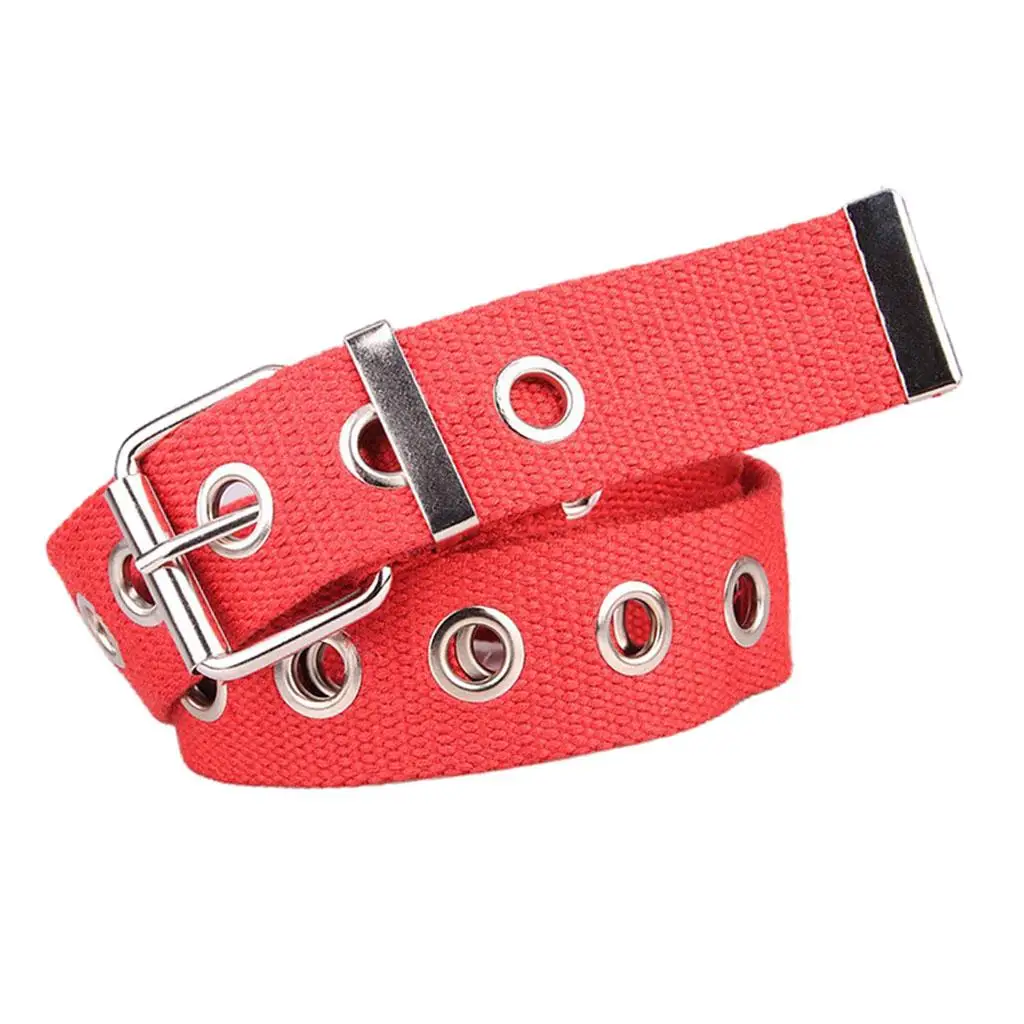 Canvas Web Belts for Men Casual Hole Grommet Belt Woven Fabric