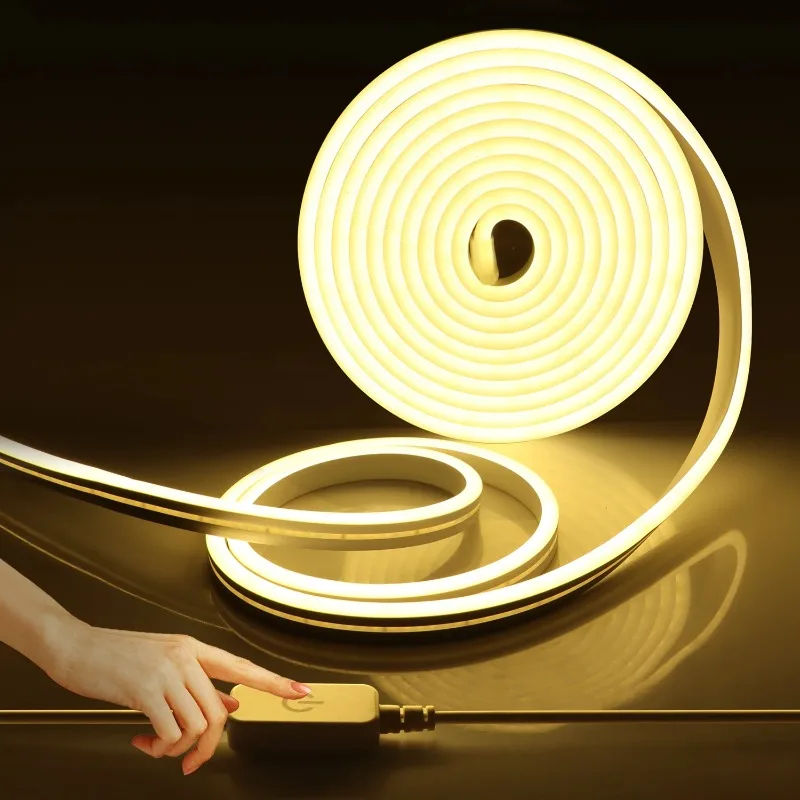 DC12V/24V EU Plug Neon LED Strip  5M 10M Waterproof Dimmable Neon lamp tape for Indoor Outdoor Backlight Lighting