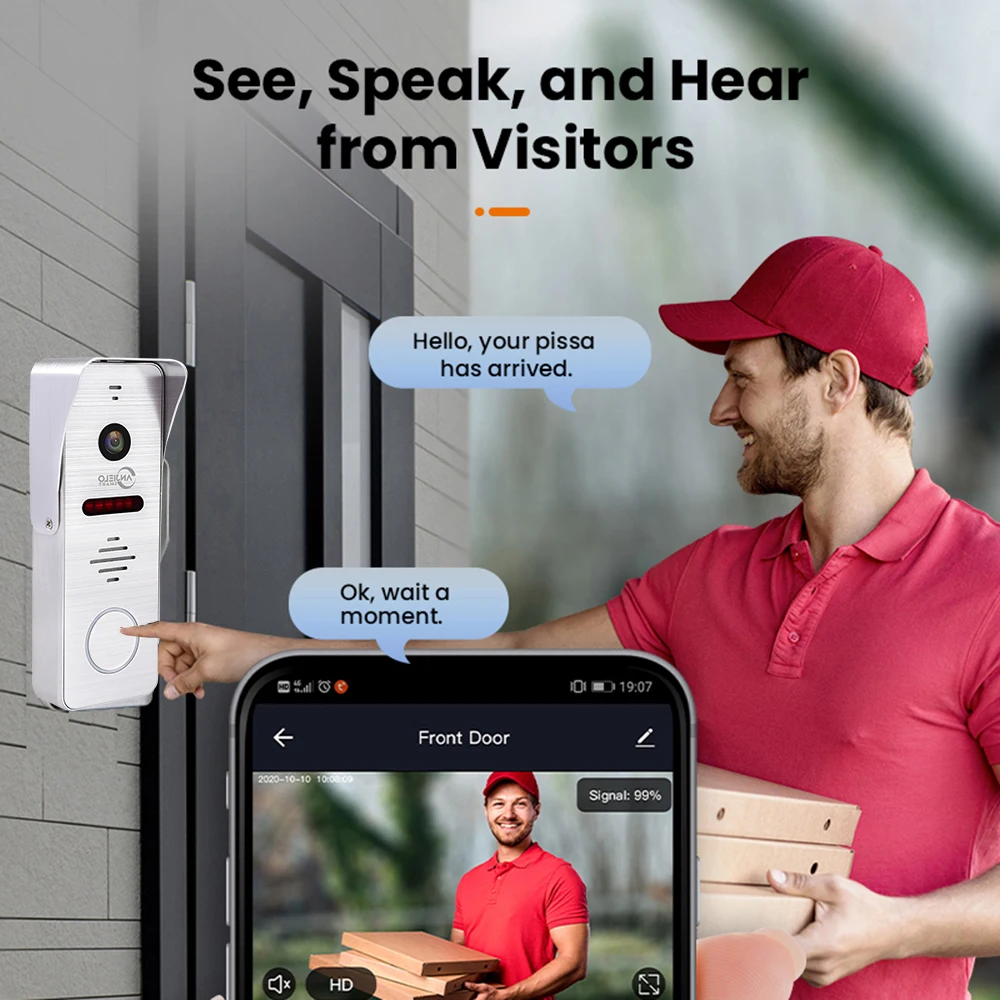 Tuya 7/10 Inch Touch Monitor Video Wifi Intercom Tuya Smart Home video doorbell System 1080P 160°Wired Doorbell Camera Full