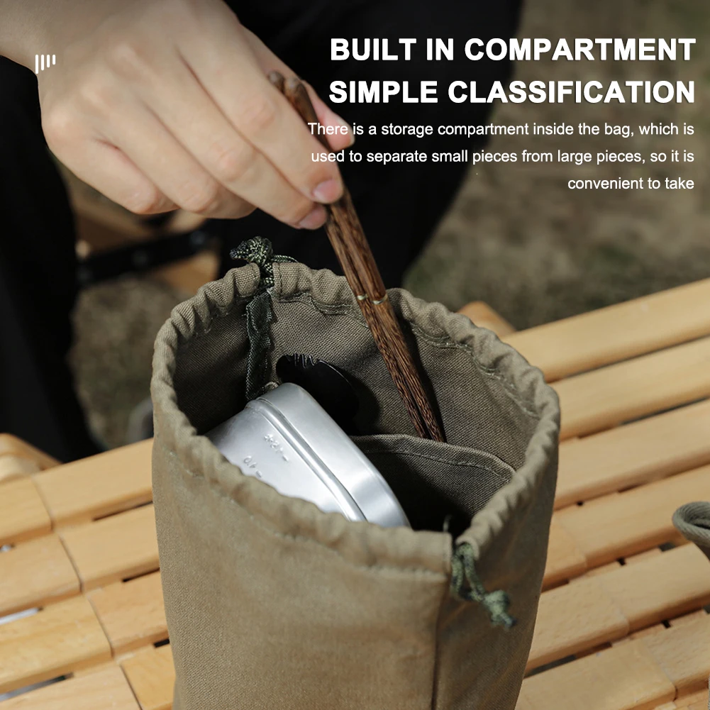 Outdoor Canvas Storage Bag Drawstring Toiletry Bag Travel Sundries Organizer Pack Camping Cosmetic Pouch Outdoor Use