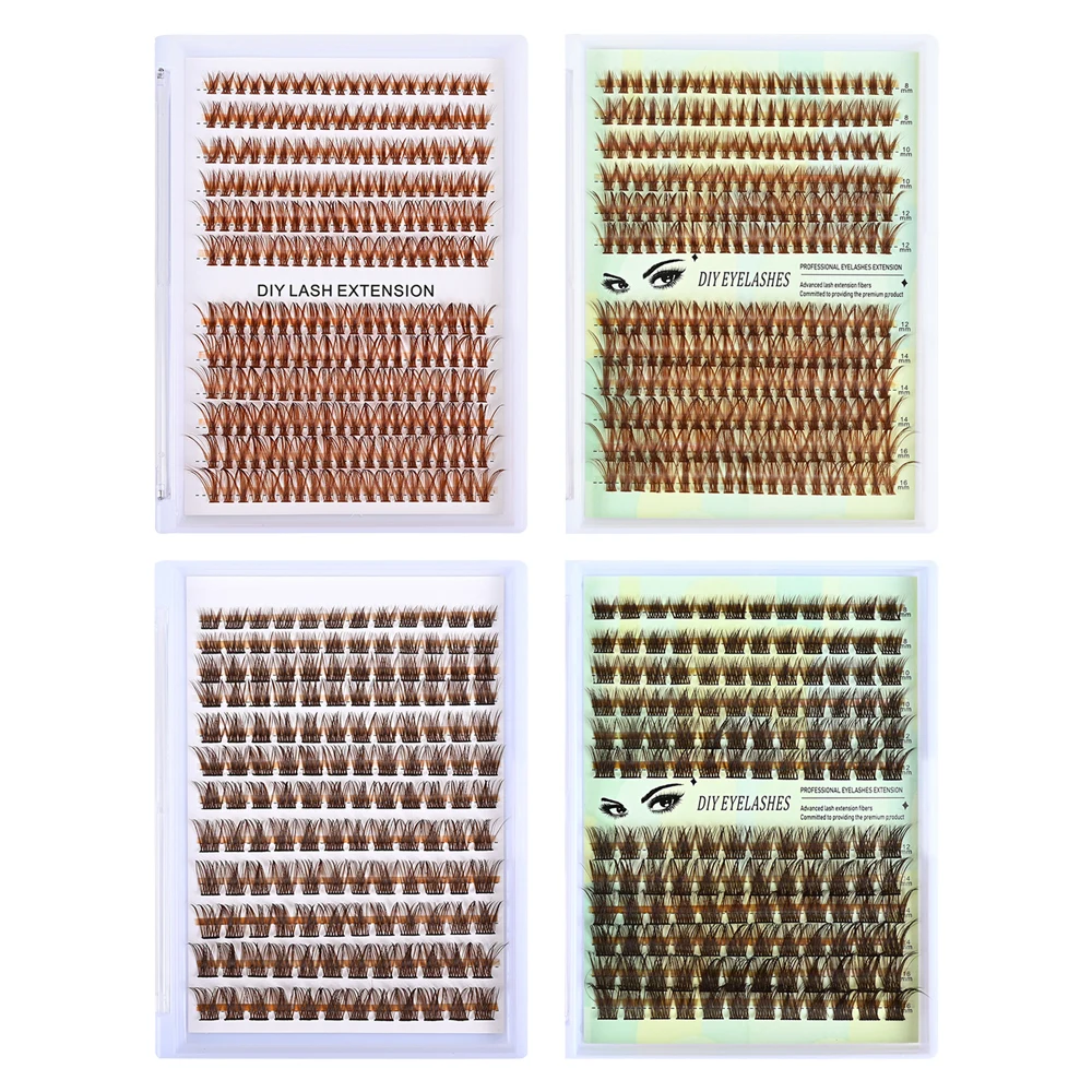 Pestañas segmentadas de un solo grupo, aspecto Natural, pestañas de injerto DIY reutilizables, pestañas individuales suaves y esponjosas marrones