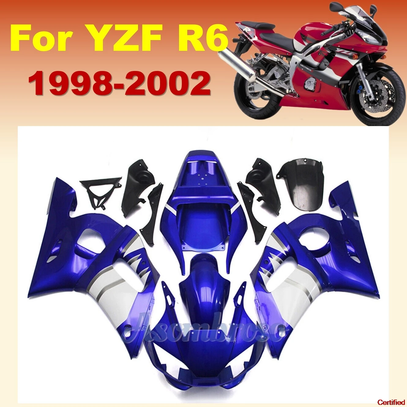 

Комплект обтекателя для восстановления спортивного велосипеда для YAMAHA YZF R1 1998 1999 2000 2001 2002 yzfr1 98-02 ABS Injection Blue White