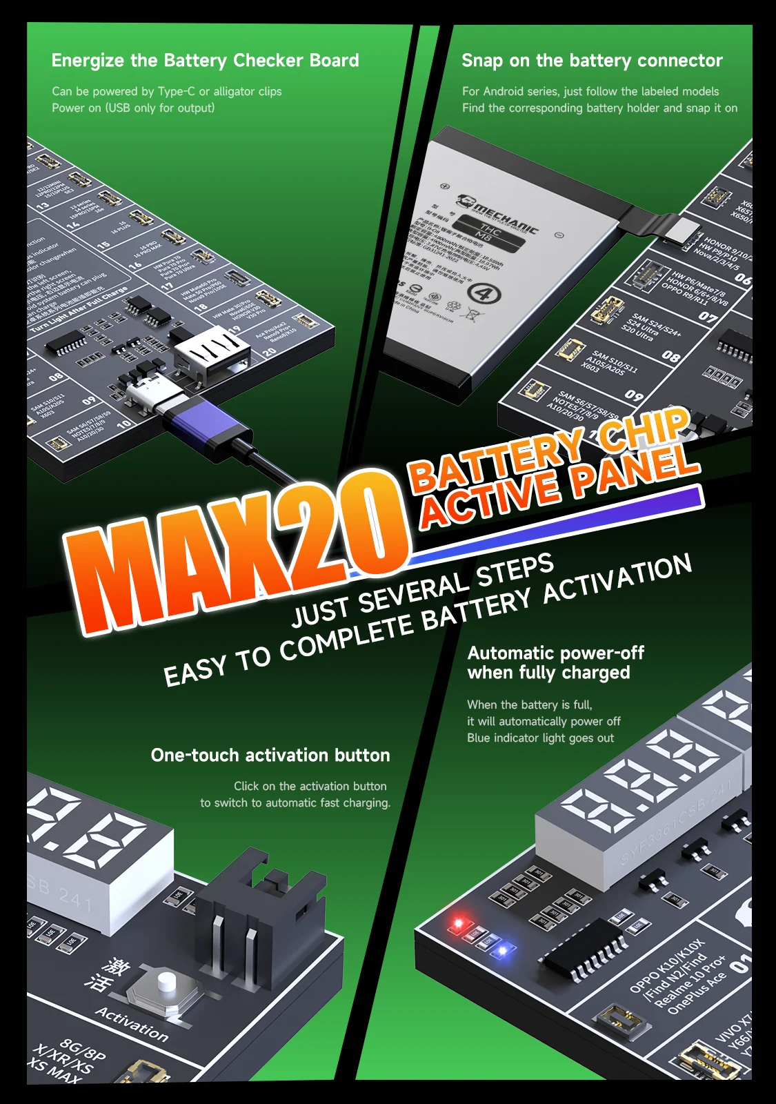 𝙈𝙀𝘾𝙃𝘼𝙉𝙄𝘾Battery activation board supports Apple + Android motherboard automatic power-off protection low battery