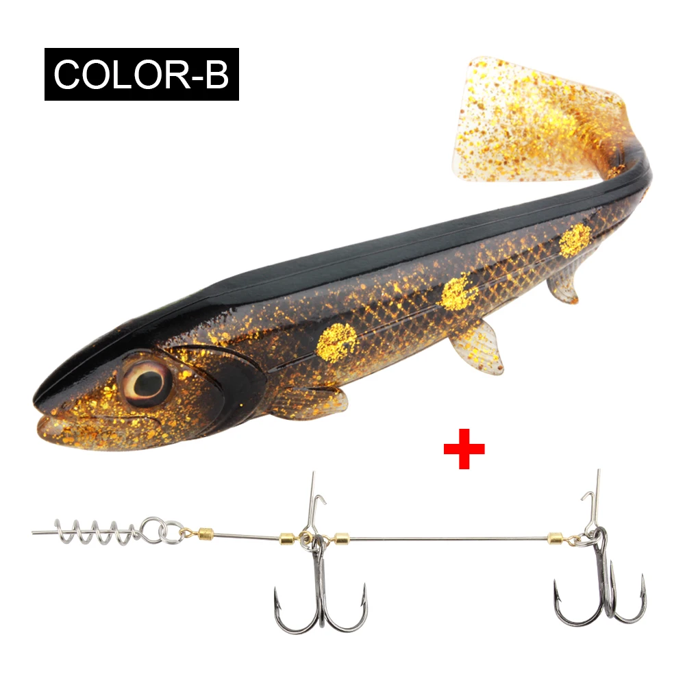Spinpoler Big Fish Weicher Angelköder mit Stinger Rig Hakenset 14 cm/18 cm Jigging Trolling für Salzwasser-Meeresangelgerät Pesca