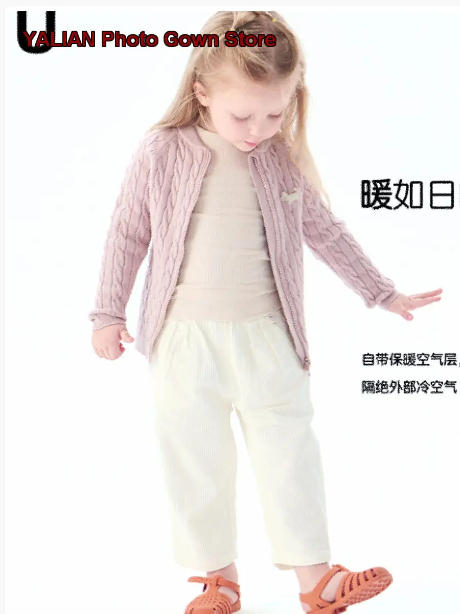 Girls Wool Jacket Kids Autumn Winter Hooded Knit Cardigan Fashionable for Boys and Girls