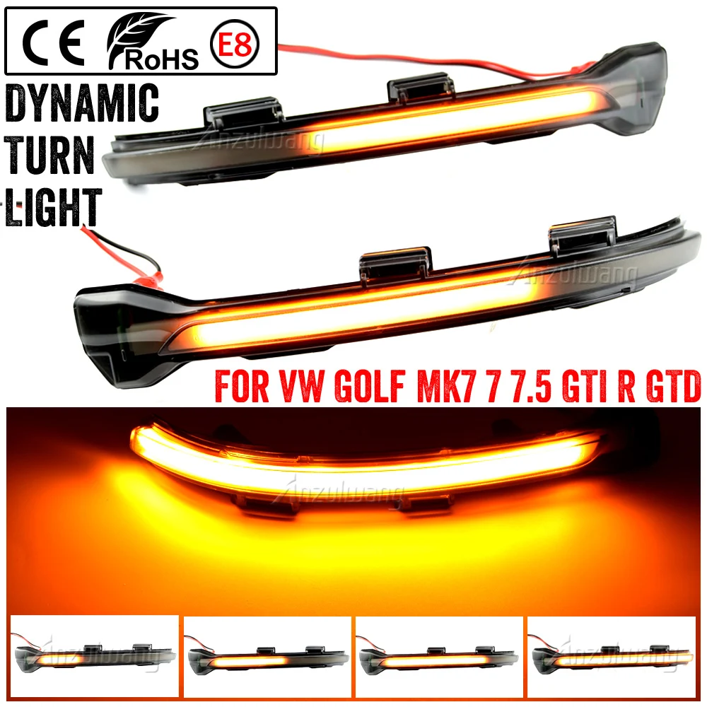 

For VW Golf 7 GTI R GTE GTD MK7.5 13-19 Touran Jetta MK7 LED Dynamic Turn Signal Blinker Sequential Side Mirror Indicator Light