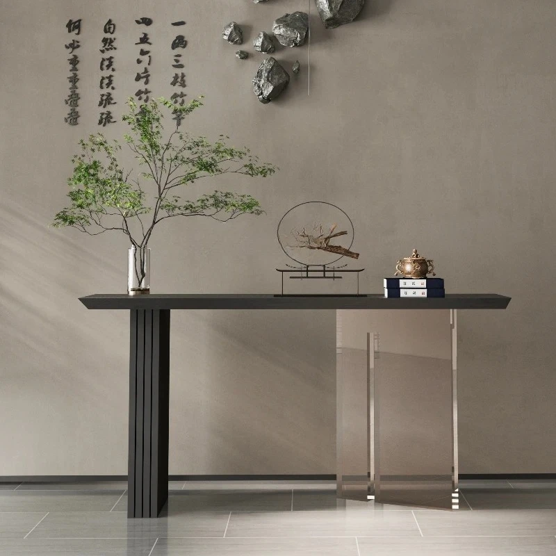 

New Chinese-style entrance table Hotel clubhouse End view table Premium entry entrance cabinet Minimalist acrylic table