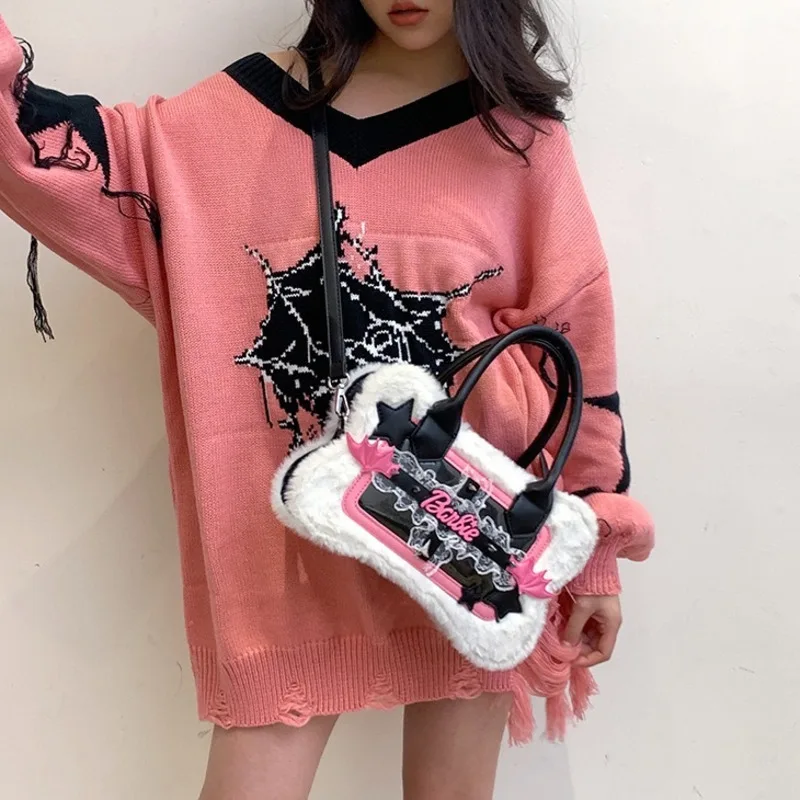 

Korean Ins Y2K Harajuku Hot Girls Punk Designer Plush Handbags For Womens Gothic Style Crossbody Messenger Bag Lolita Bags Best