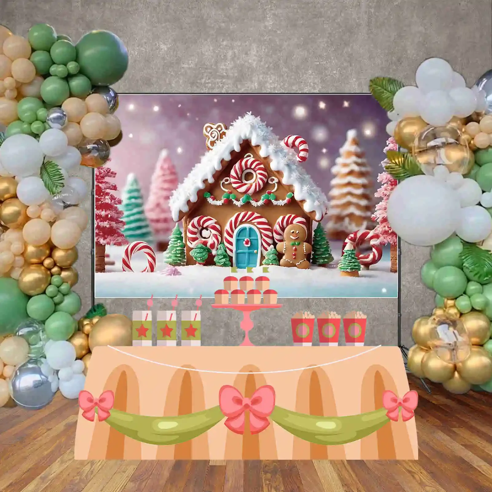 MOON.QG Christmas Gingerbread House Photography Backdrop New Year Photo Background Candy Land Home Studio Photo Shooting Props