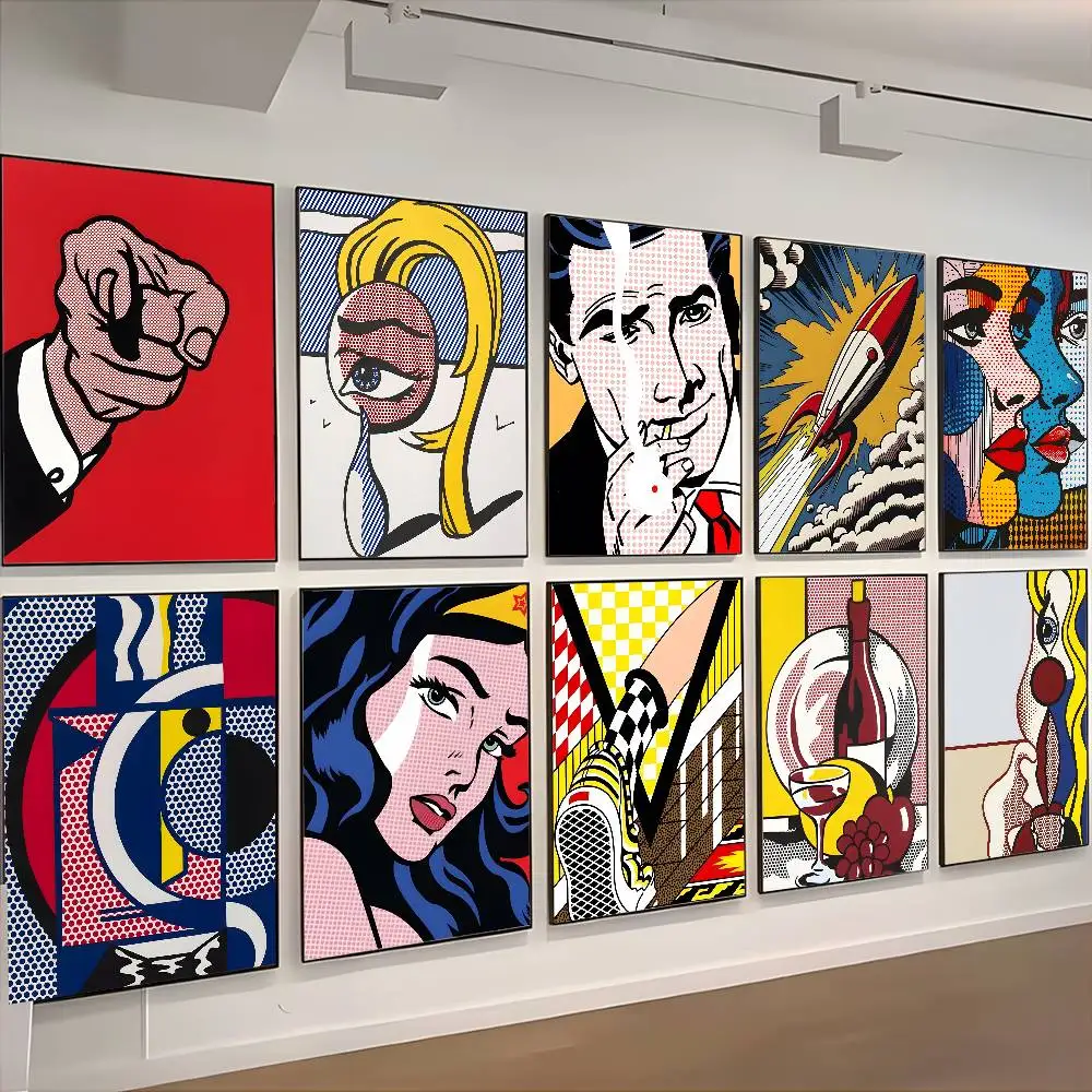 Roy Lichtenstein-Póster de arte Pop HD, pared adhesiva impermeable para el hogar, sala de estar, dormitorio, bar, decoración estética