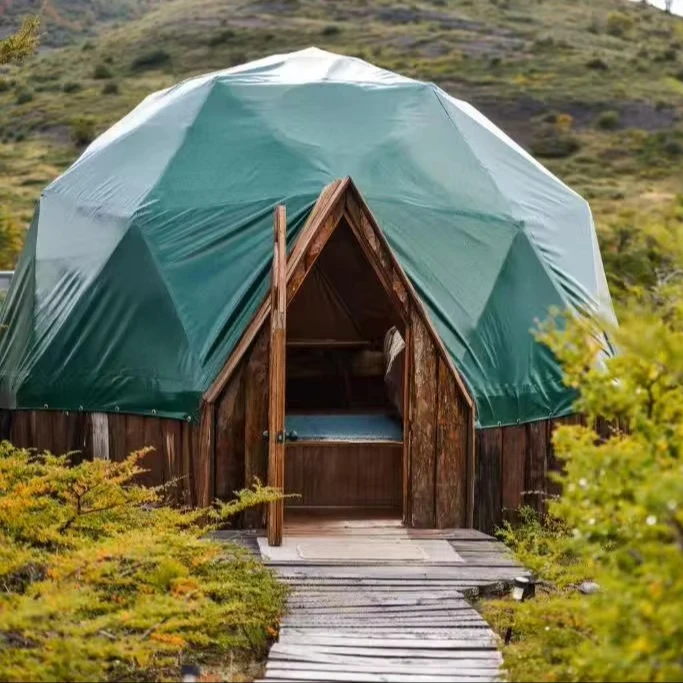 Geodesic Dome Glamping Tent & Luxury Prefabricated Camping Lodge | Contemporary Wooden Houses for School Park & Nature Resorts