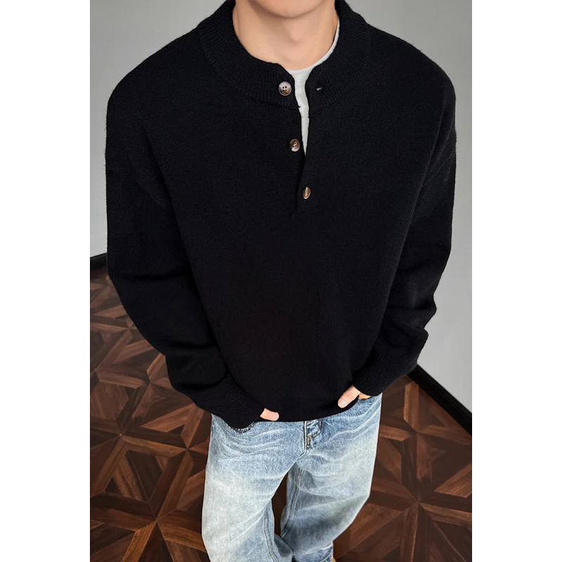 Winter Sweater Men Warm Fashion Casual Knitted Pullover Men Korean Loose Black Long Sleeved Sweater Mens Jumper Clothes M-3XL