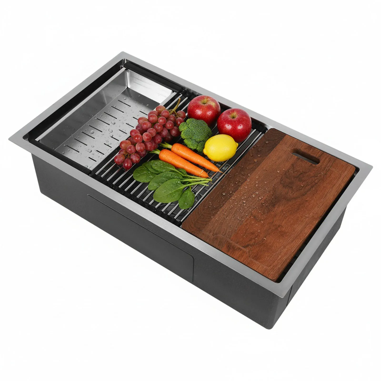 

Встраиваемая кухонная мойка 16 калибра с нижней корзиной-фильтром, 30/33 дюйма, с аксессуарами, многофункциональная мойка для поваров