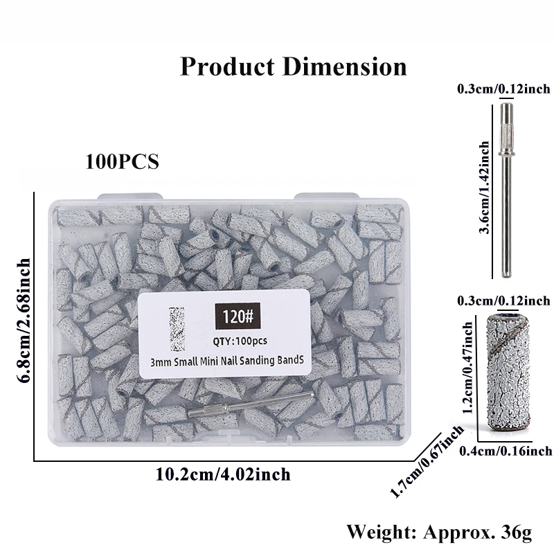 100/80個入り 3mm ミニゼブラネイルサンディングバンドキット ネイルドリルビットアクセサリー付き UVジェルアクリルポリッシュリムーバー ネイルツール用