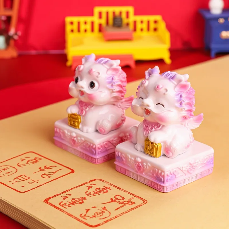 Pixiu jade seal ornament cute cartoon Pixiu creative Guochao desktop decoration bookstore popular hand account