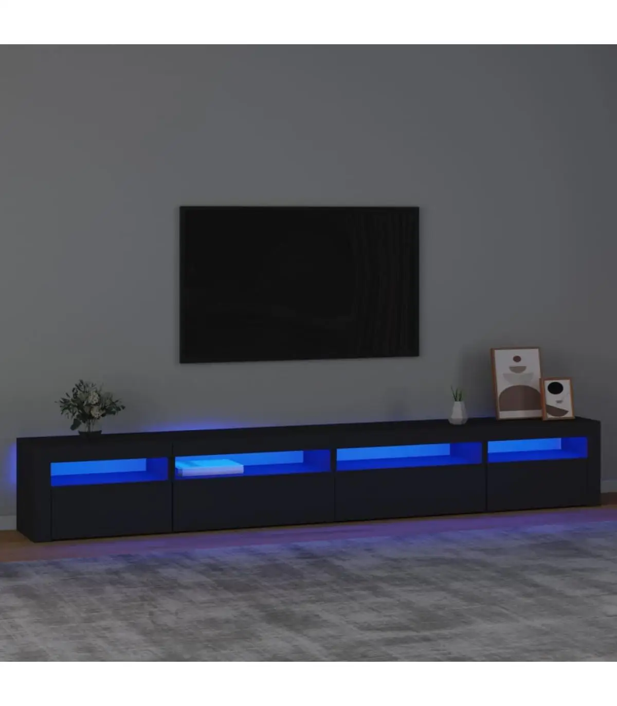 Furniture TV furniture with lights LED black 270x35x40 cm