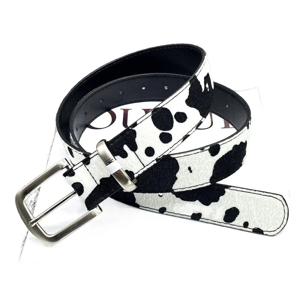 

Модный пояс в стиле коровьего конского волоса, металлический повседневный широкий ремень из искусственной кожи, универсальный аксессуар, ремни для брюк, платья