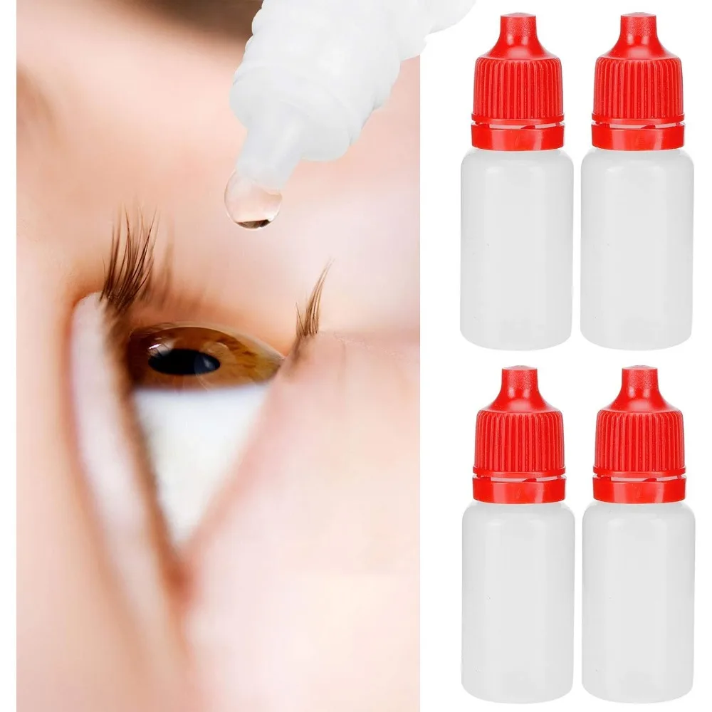 50pcs 3-100ml Empty Translucent Squeezable Eye Liquid Dropper Container with Red Cap Refillable Essential Oil Bottle Wholesale