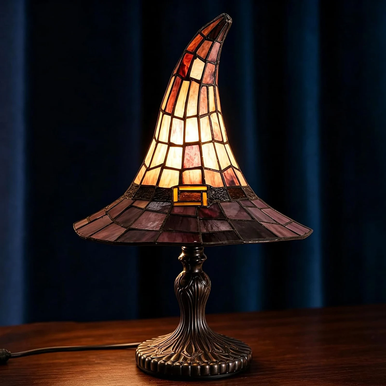 Witch Hat Lamp USB Powered Halloween Home Decor Accent Lamp Witch Hat Light Ornament for Living Room Home Bedroom Decoration