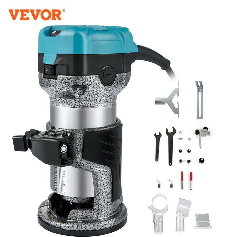 VEVOR Wood Router Machine Electric Trimmer 710W 33000RPM Power Carpentry Tool for Woodworking Trimming Grooving Carving Milling