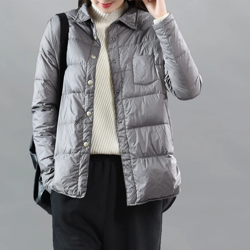 

Lightweight Warm down Cotton Jacket Korean Style Casual Collar Winter Coat Thin Cotton Outerwear Comfortable Soft Cotton Fill