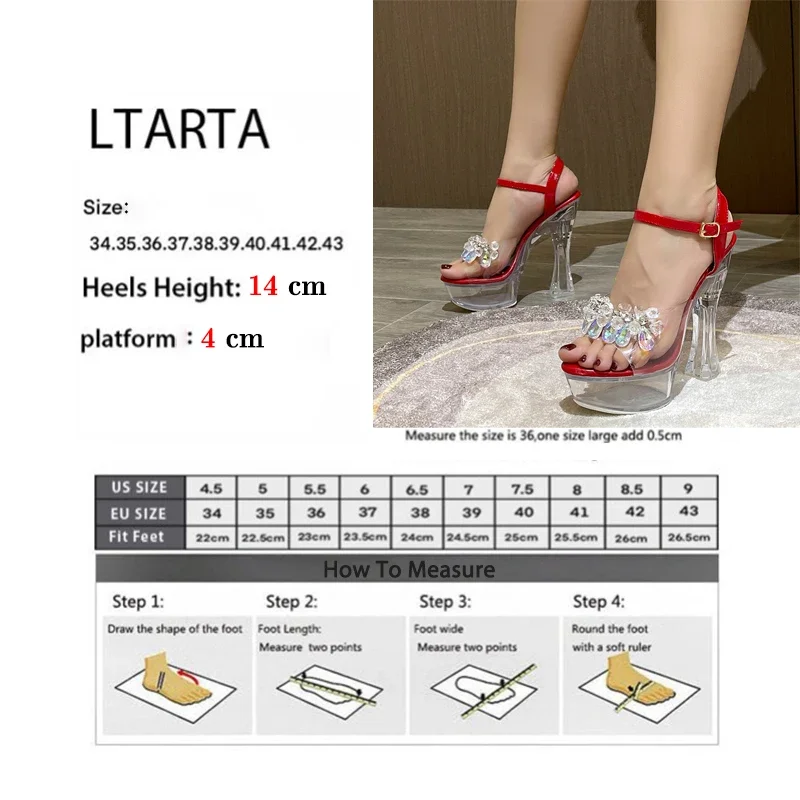 Women\'s 14cm Heel Sexy Clear Platform Sandals High Heel Transparent Rhinestone Heel Shoes 10365 Series 14cm Heel  LFD