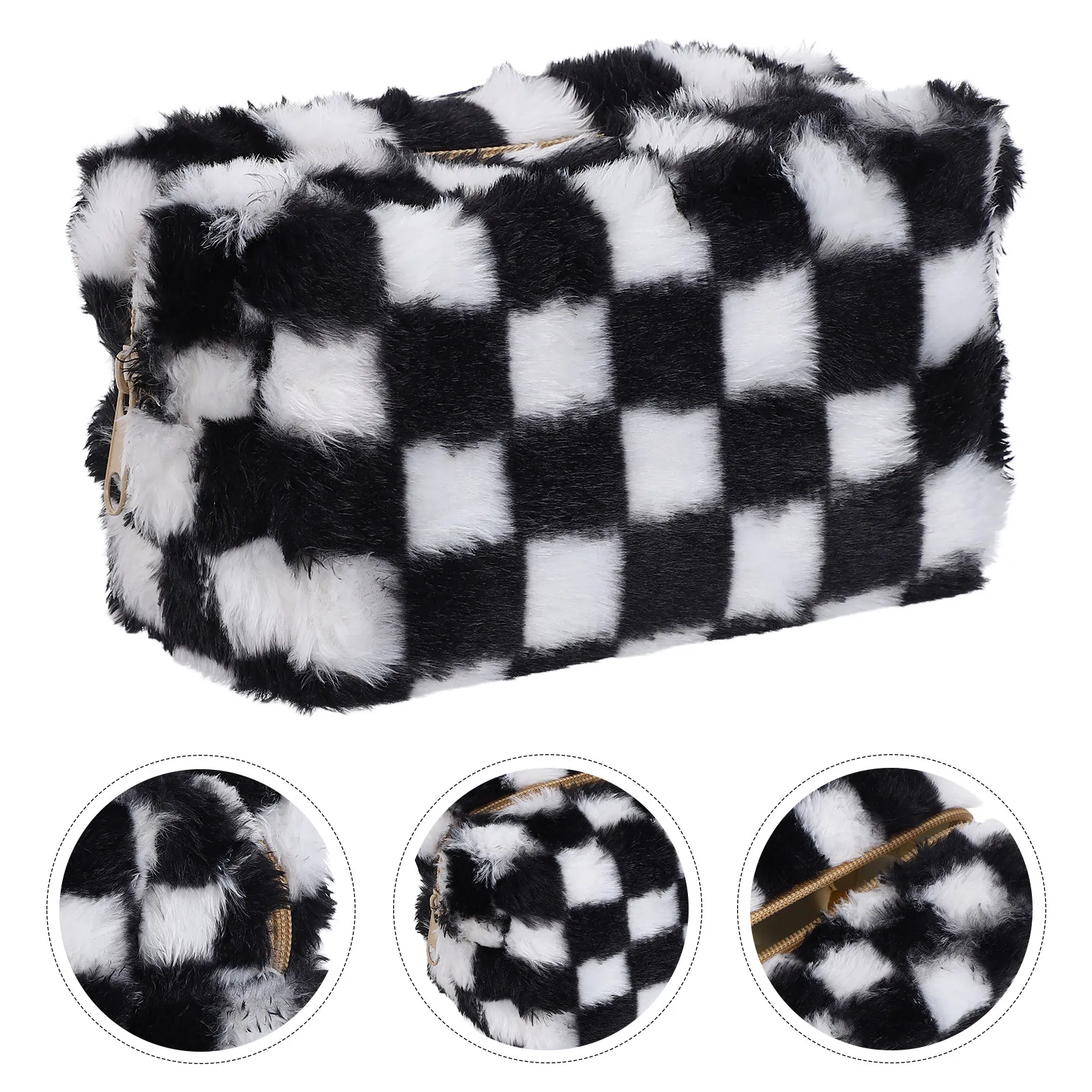 

Checkered Pencil Case Pouch Large Capacity Compact Stationery Organizer School Office Travel Pen Bag Soft Protection Zipper