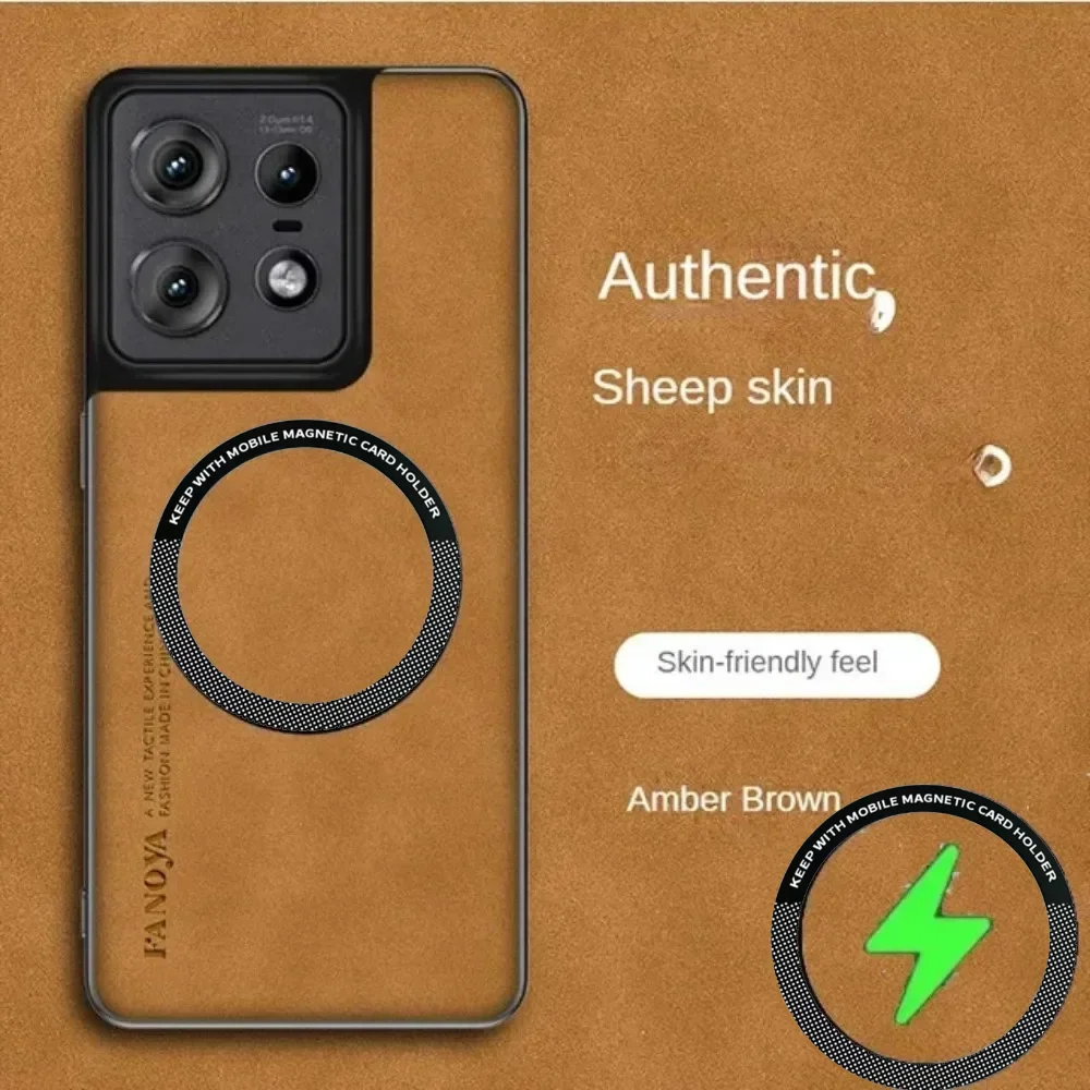 Luxury Sheepskin Leather Case for Motorola Moto Edge 50 Pro Ultrra Fuslon X50 5G Cover for Magsafe Magnetic Matte TPU Phone Case
