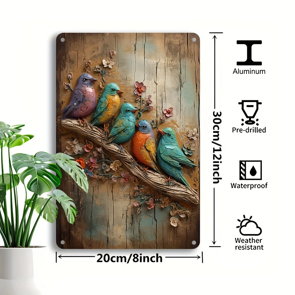 Art mural d'oiseau en fer de style vintage, enseigne en métal, décoration murale pour la maison, bar, café, poète, 8x12 po, 1PC