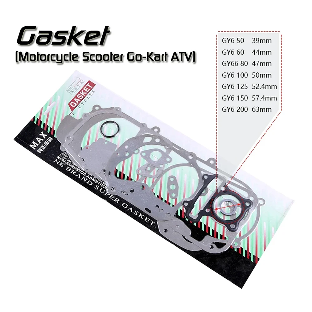 Gasket Motorcycle Scooter GY6 50cc 80cc 100cc 125cc 150cc 180cc 200cc Gasket 4-stroke 139QMB 137MQI 152QMI 157QMJ Moped Kart ATV