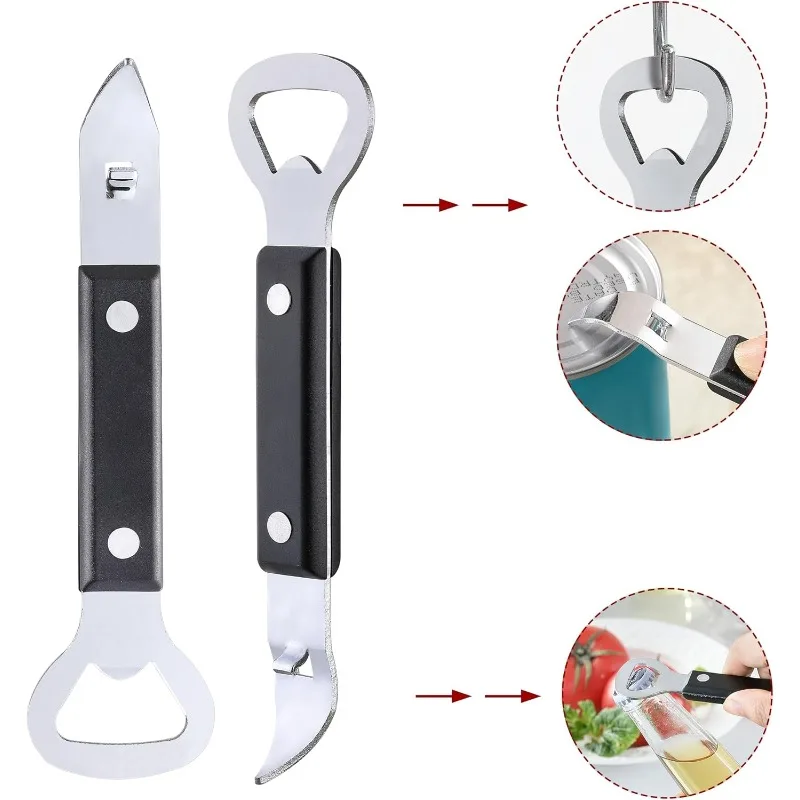 2PCS Bottle Opener, Stainless Steel Manual Can Punch Bottle Cap Beer Bottle Openers, Dishwasher Safe