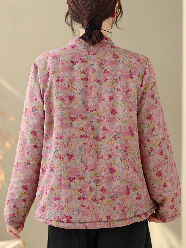 

Женское хлопковое льняное пальто Thiened Cotton Jaet в стиле ретро Hanfu Sle с воротником-стойкой, длинная повседневная верхняя одежда с принтом све