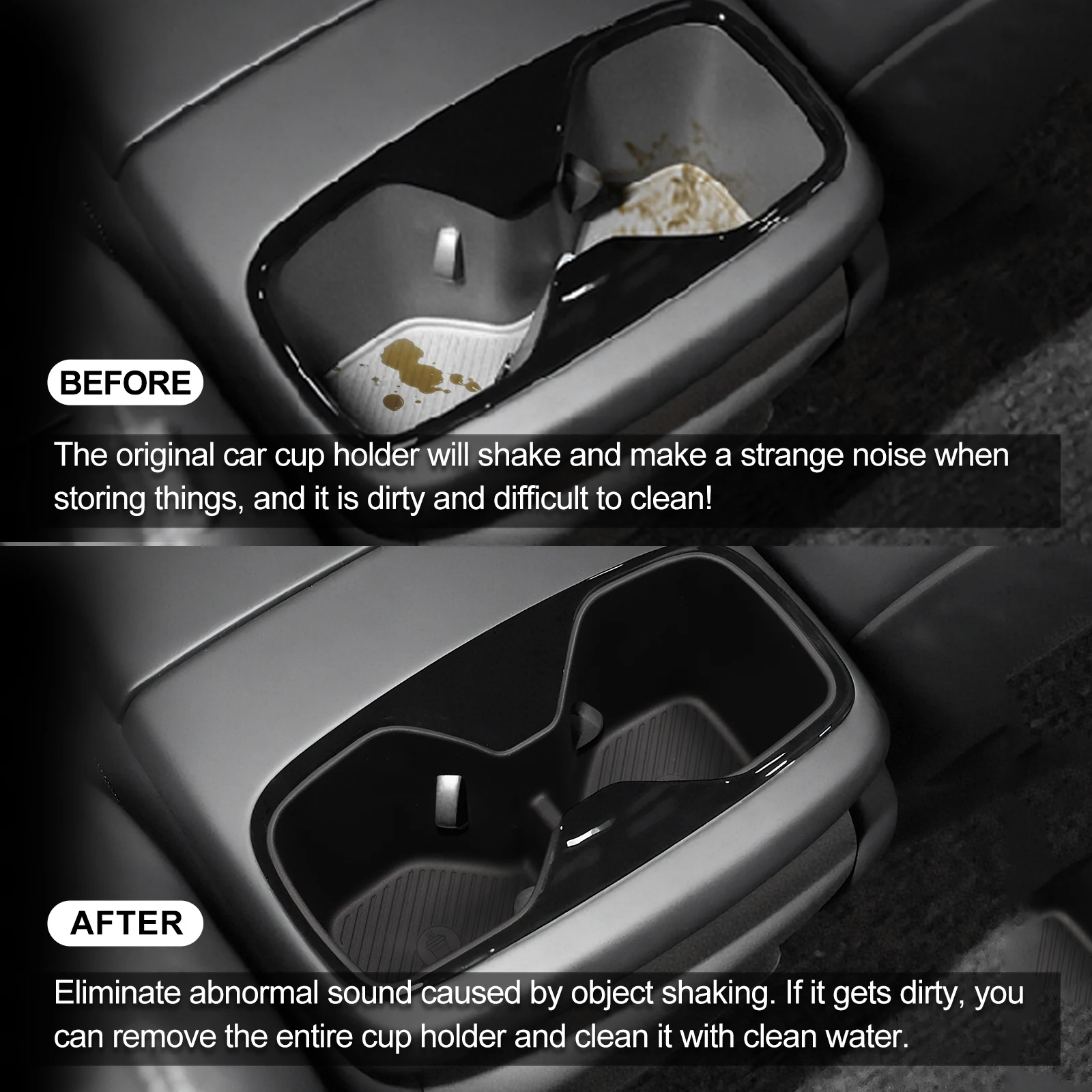 لكيا EV9 2024 2025 TPE مسند الذراع الخلفي كأس الماء حامل صندوق تخزين صينية منظم اكسسوارات السيارات الداخلية أسود