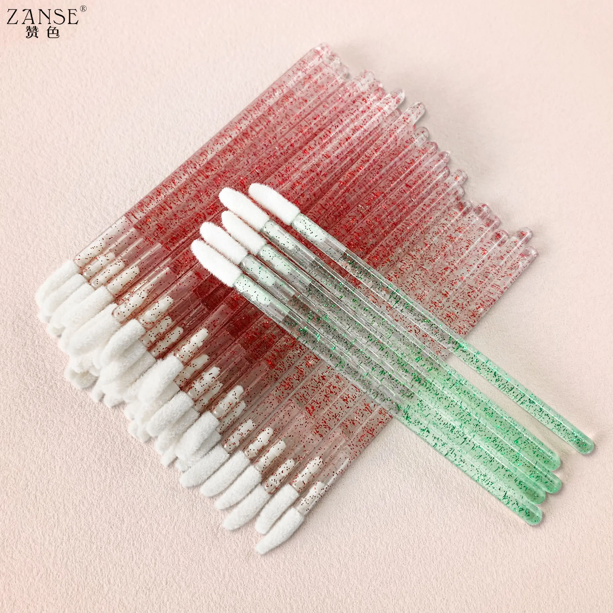 ZANSE 50Pcs Disposable Mascara Wands Applicator Mascara Brush Crystal Solid colours Lip Brush Cosmetic Makeup Tools