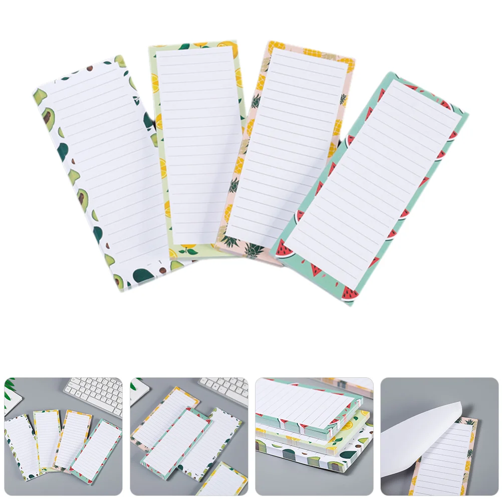 

4 Pcs Magnetic Message Board Refrigerator Memo Pads List Fridge Grocery Notepad Notebook Shopping