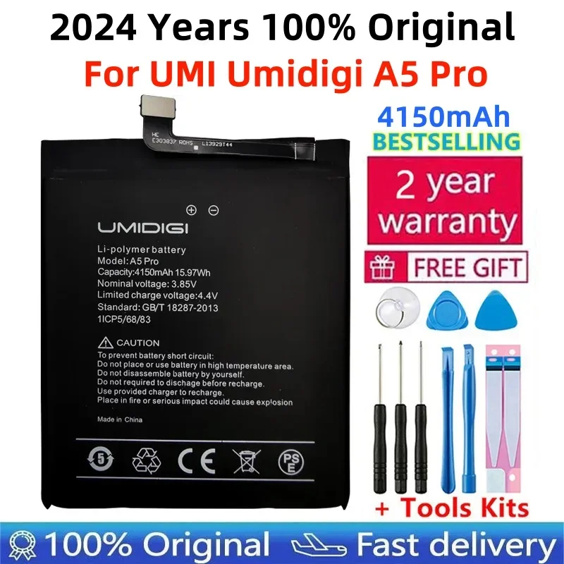 

2024 Years 100% Original High Quality 4150mAh Replacement Battery For UMI Umidigi A5 Pro A5Pro Cell Phone Batteries Bateria