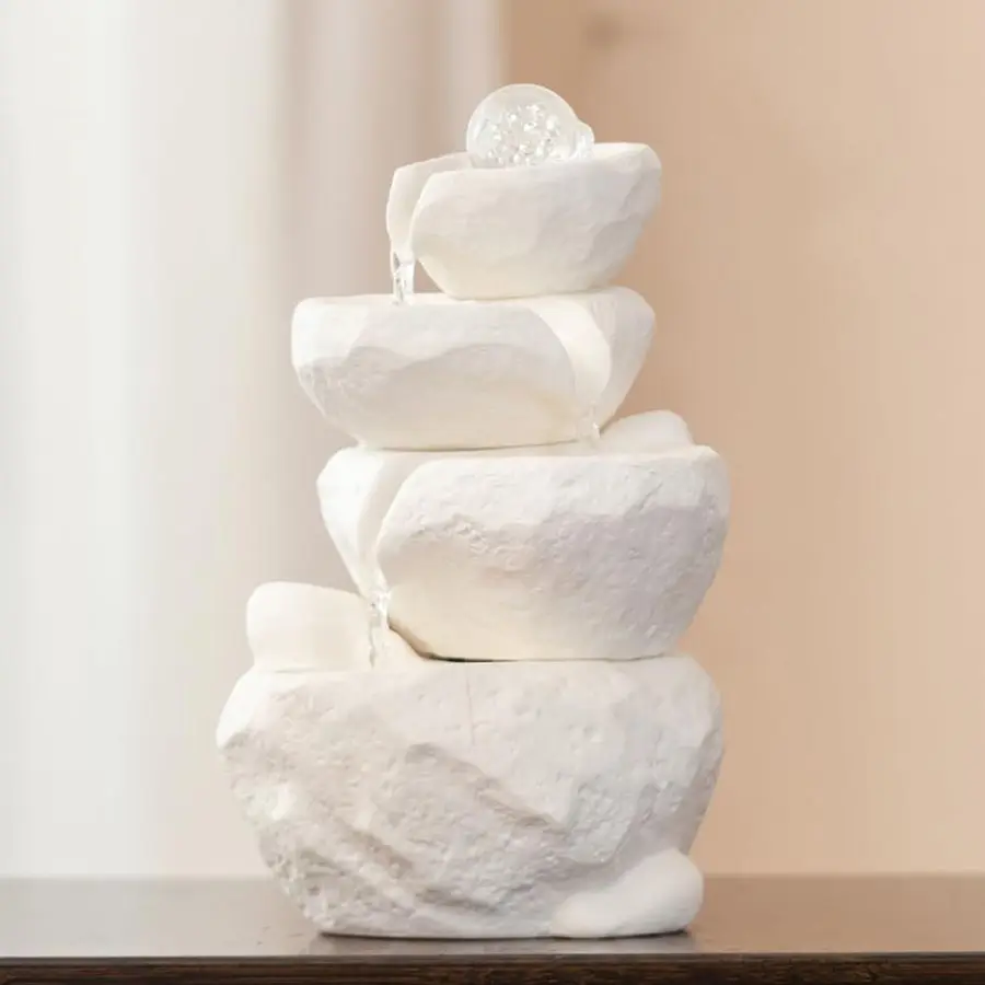 

Настольный фонтан, водопад, функция воды, керамический комнатный фонтан, украшение для офиса и дома, белый цвет