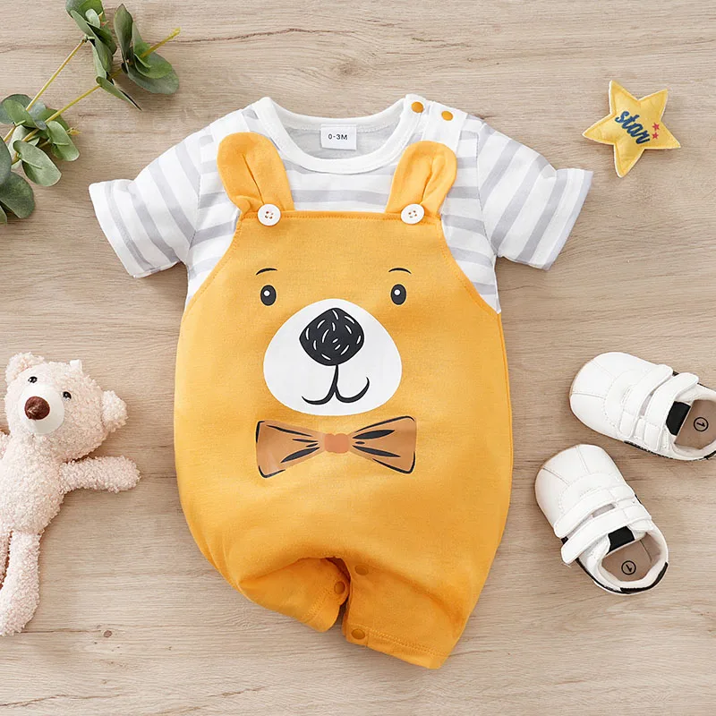 2024 New Style Clothes Boy Girl Baby Outfit Infant Toddler Jumpsuit Costume Summer Cute Lovely 0-18 Months Bear Outdoor Fashion