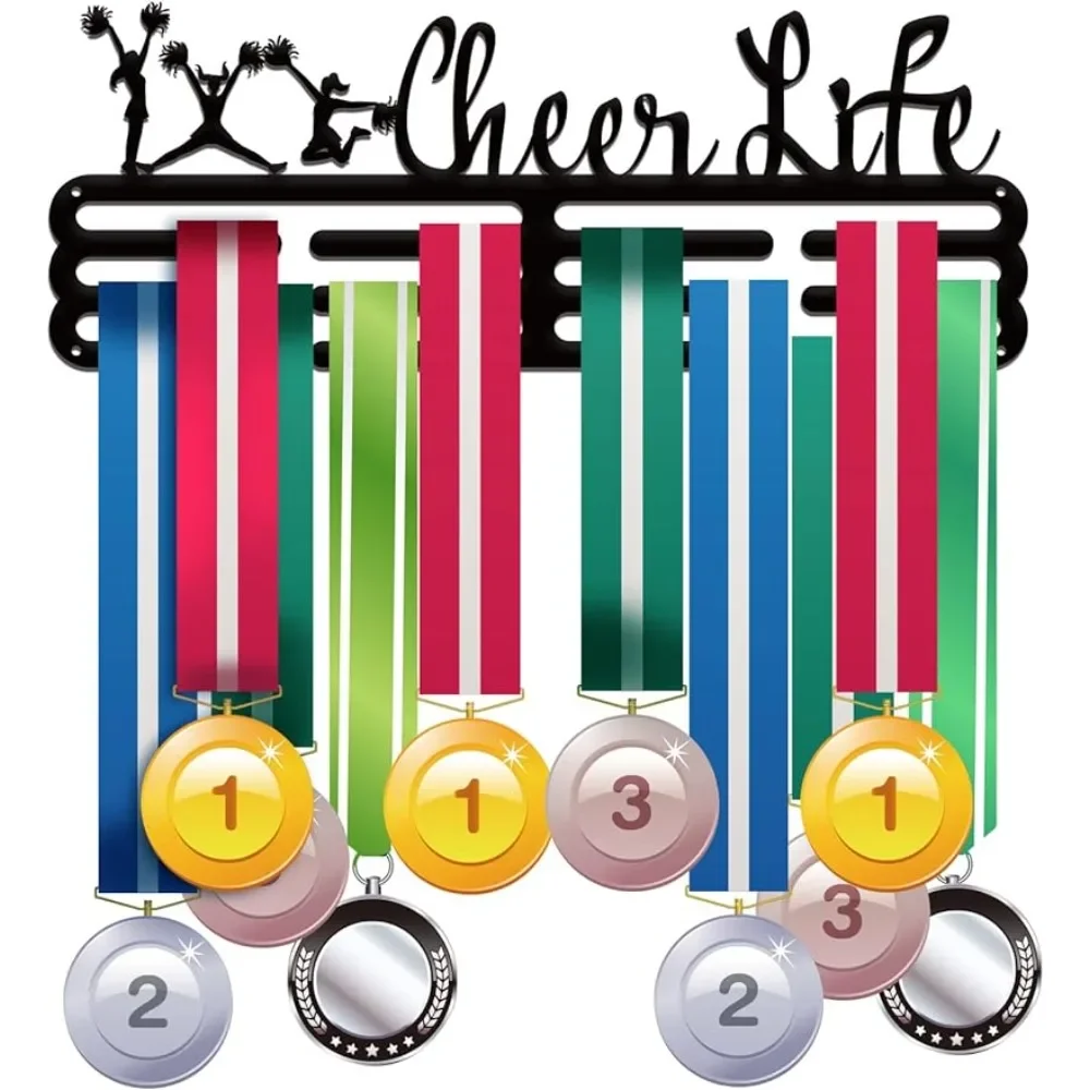 

Medal Holder Display Cheerleading Medal Hanger 3 Lines Race Medal Display Sport Award Rack Wall Mount Metal Frame for Over 50