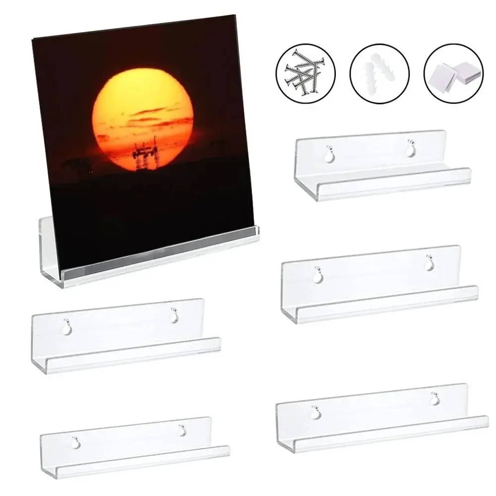 Creative 4/7/12inch Record Display Stand Acrylic Wall Mounted CD Shelf Clear Record Album Storage Rack