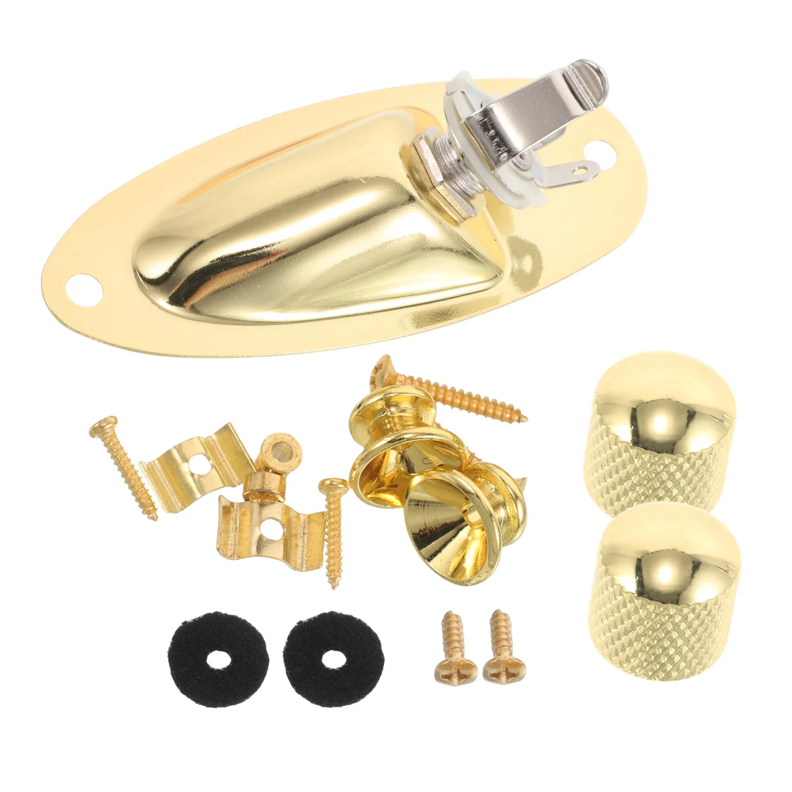

Guitar Accessories Kit Electric Guitar Strap Buttons Endpin Jack Socket Plate Replacement Set For Output Input Jack Knobs