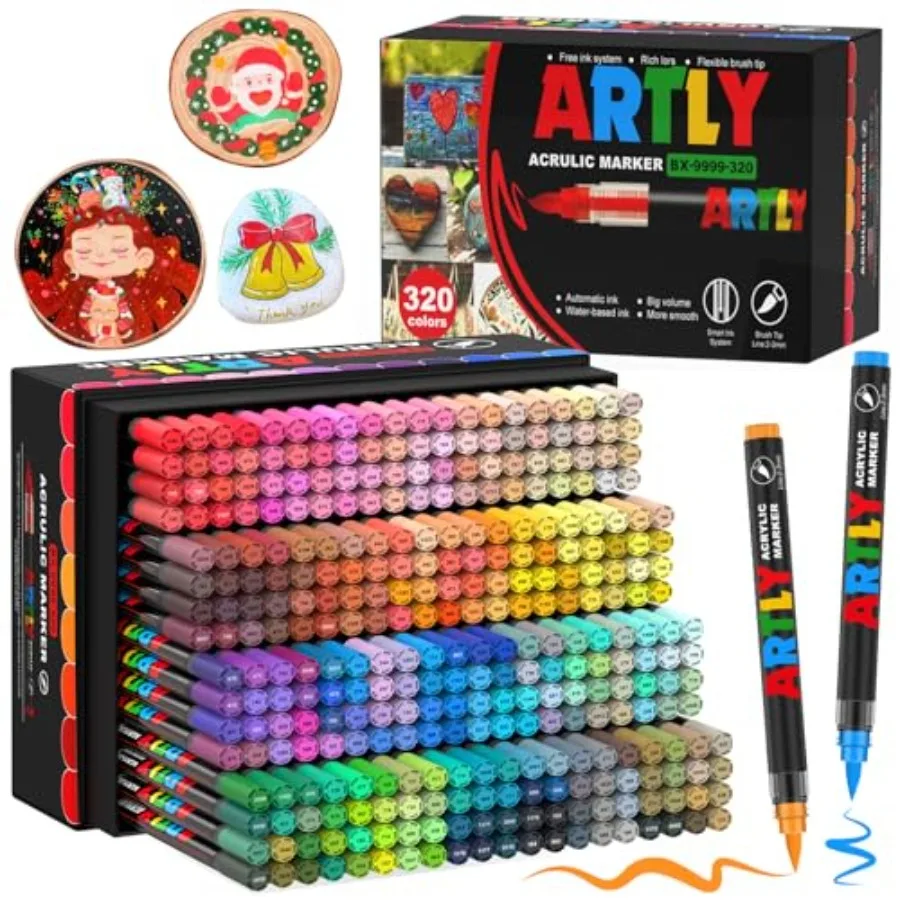 

Набор акриловых маркеров (320 цветов) с мягким наконечником-кистью для рисования по дереву, камню, холсту, стеклу, ткани, яйцам, камням