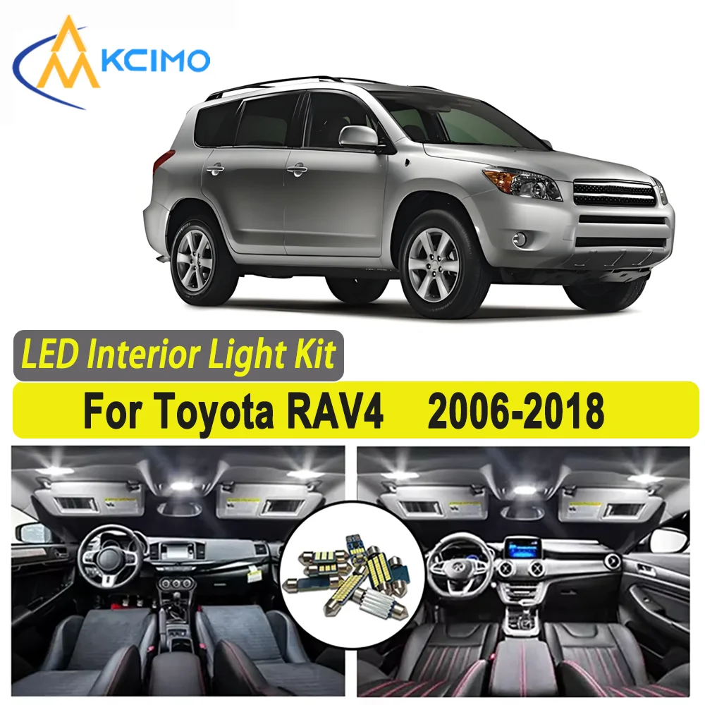 

Kcimo LED For Toyota RAV4 2006 2008 2010-2012 2014 2015 2016 2017 2018 Premium Bright LED Interior Dome Map Trunk Light Kit Car